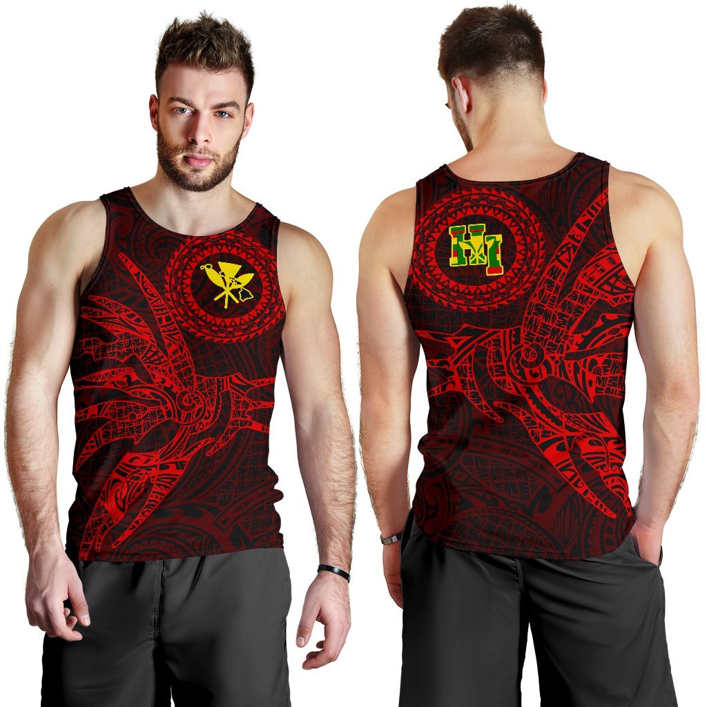 Hawaii Tank Top Polynesian Kanaka Map Hawaiian Men's Tank Top - Red - TT Style Red - Polynesian Pride