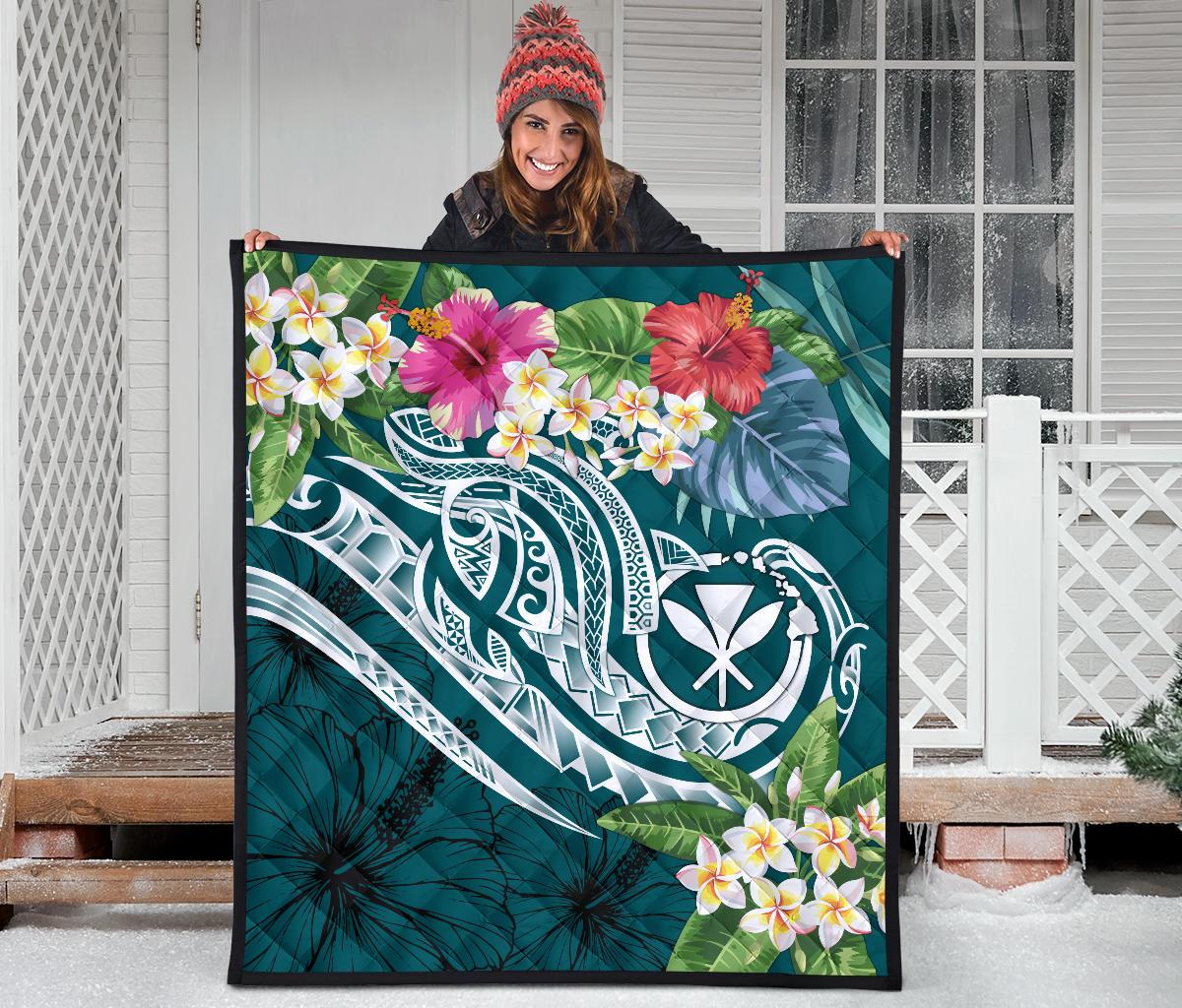 Polynesian Hawaii Kanaka Maoli Premium Quilt - Summer Plumeria - Polynesian Pride