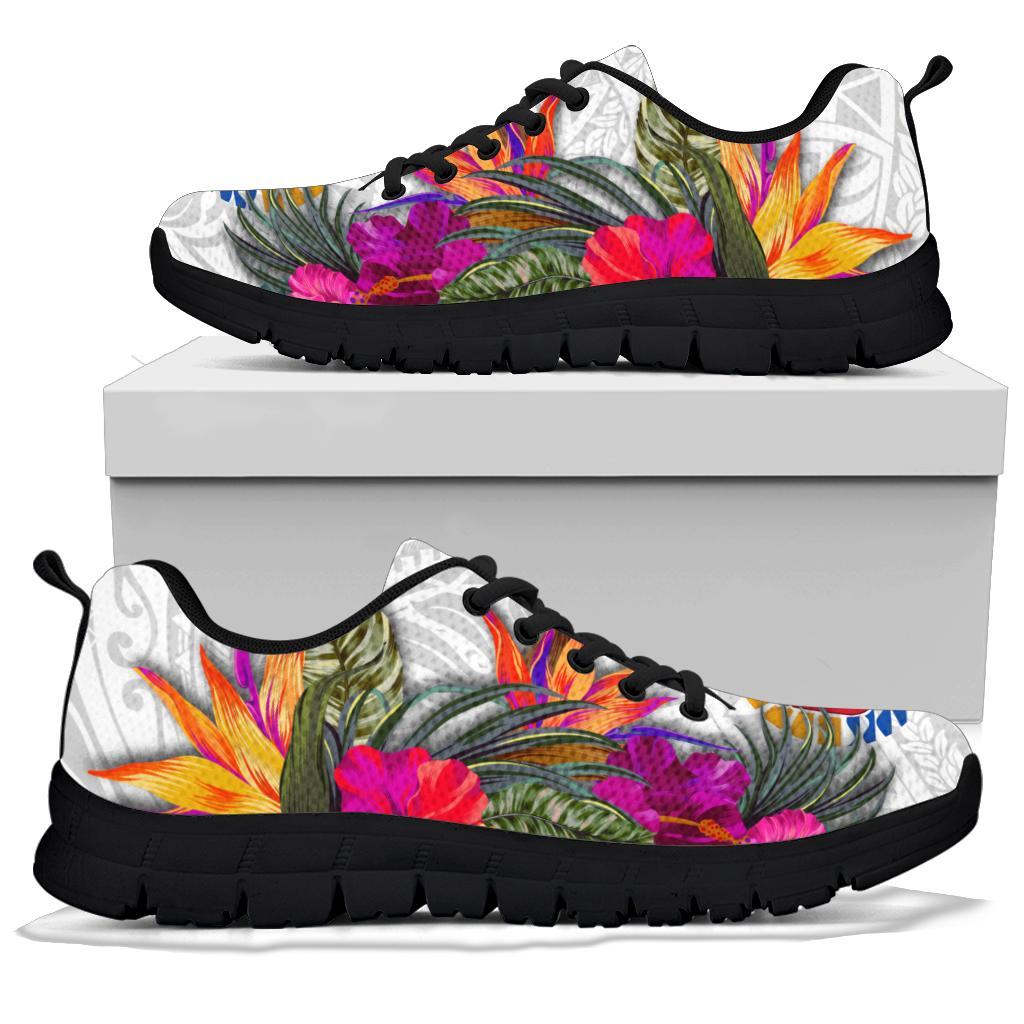 Tahiti Sneakers Hibiscus Polynesian pattern white - Polynesian Pride