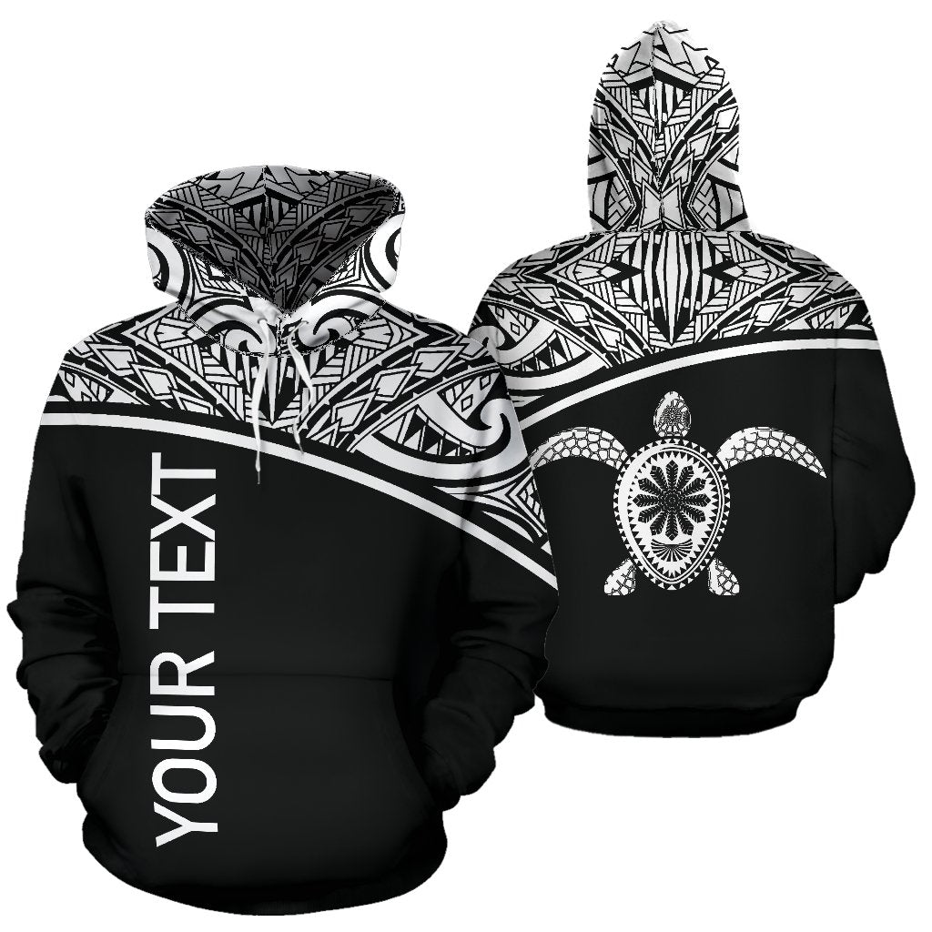 Turtle All Over Custom Hoodie Polynesian Black Curve Style Unisex Black - Polynesian Pride