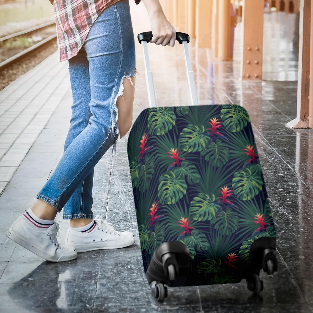 Tropical Monstera Leaf Green Luggage Cover - Polynesian Pride