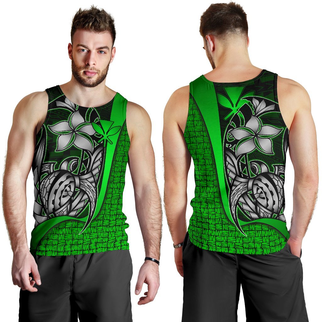 Polynesian Hawaii Men Tank Top Green - Turtle with Hook GREEN - Polynesian Pride