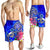 American Samoa Polynesian Men's Shorts - Turtle Plumeria (Blue) - Polynesian Pride