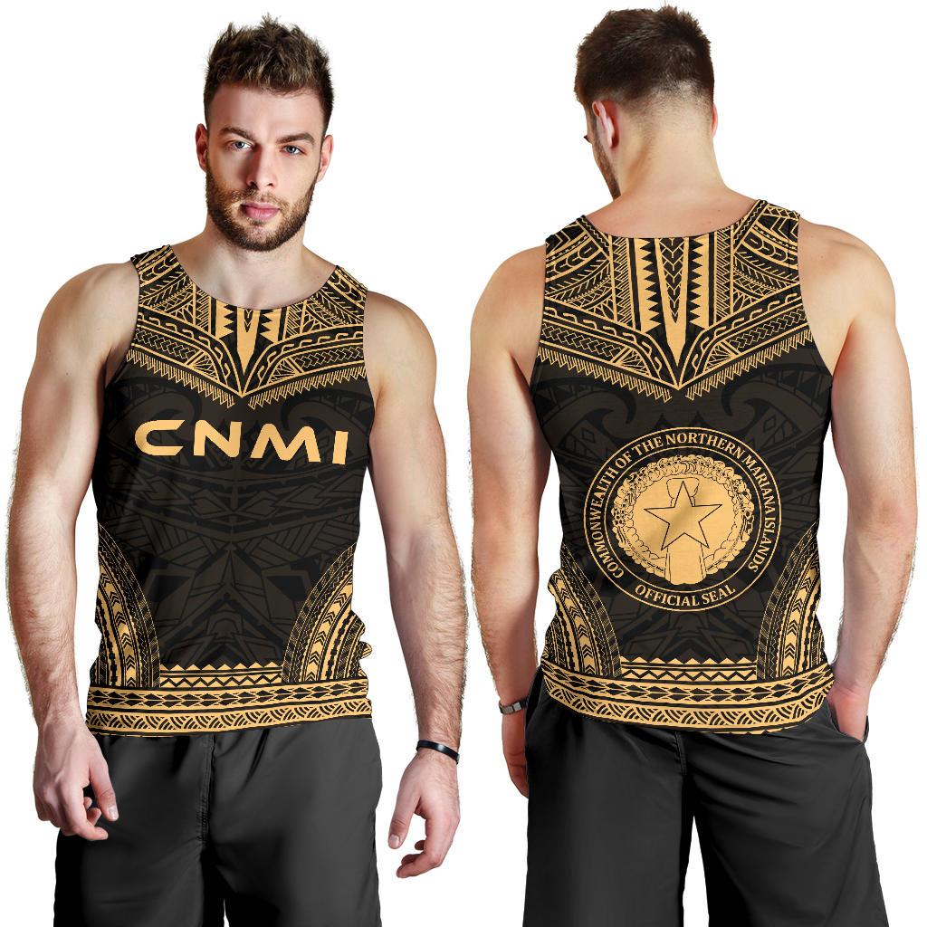 Northern Mariana Islands Men's Tank Top - Polynesian Chief Gold Version - Polynesian Pride