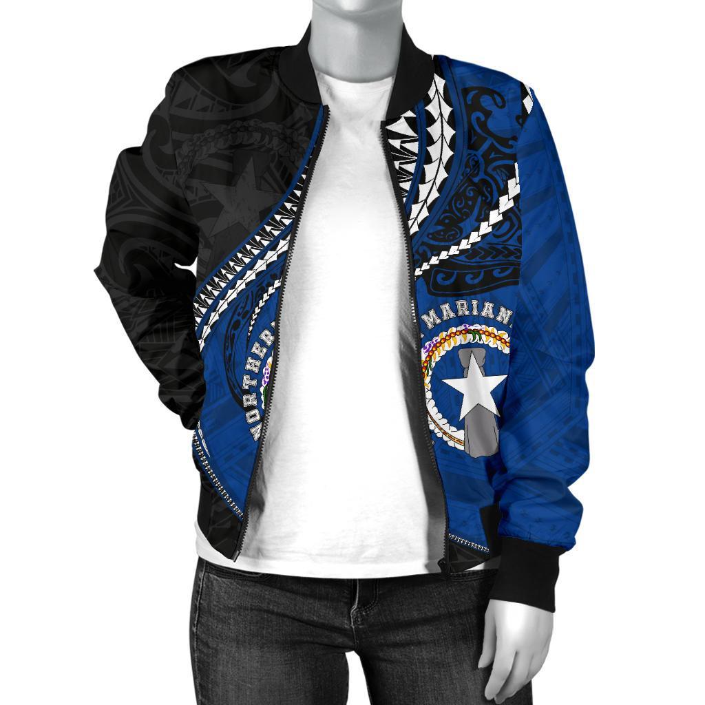 Northern Mariana Islands Women's Bomber Jacket Kanaloa Tatau Gen MP - Polynesian Pride