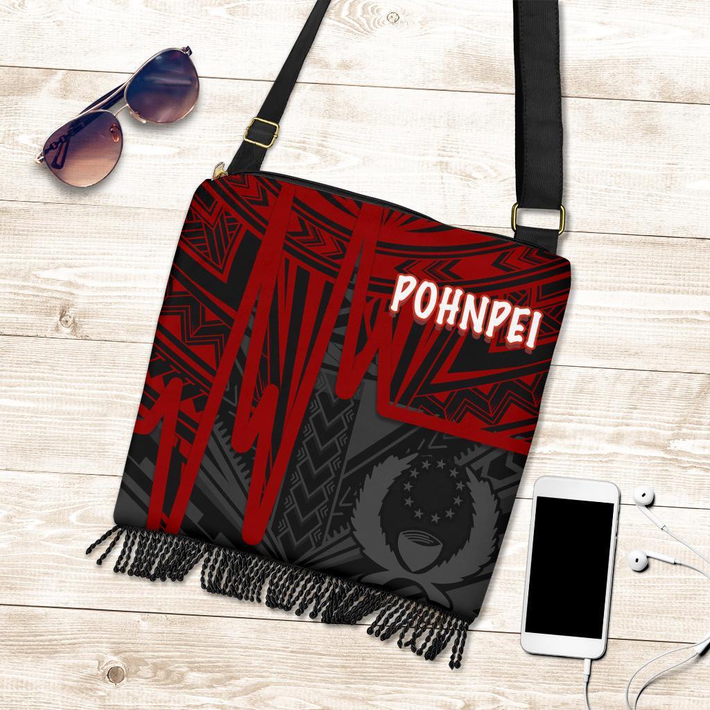 Pohnpei Crossbody Boho Handbag - Pohnpei Seal In Heartbeat Patterns Style (Red) One Style One Size Red - Polynesian Pride