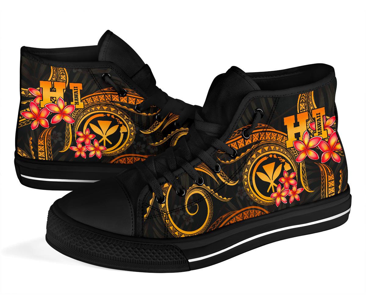 Polynesian Hawaii High Top Shoes - Gold Plumeria - Polynesian Pride