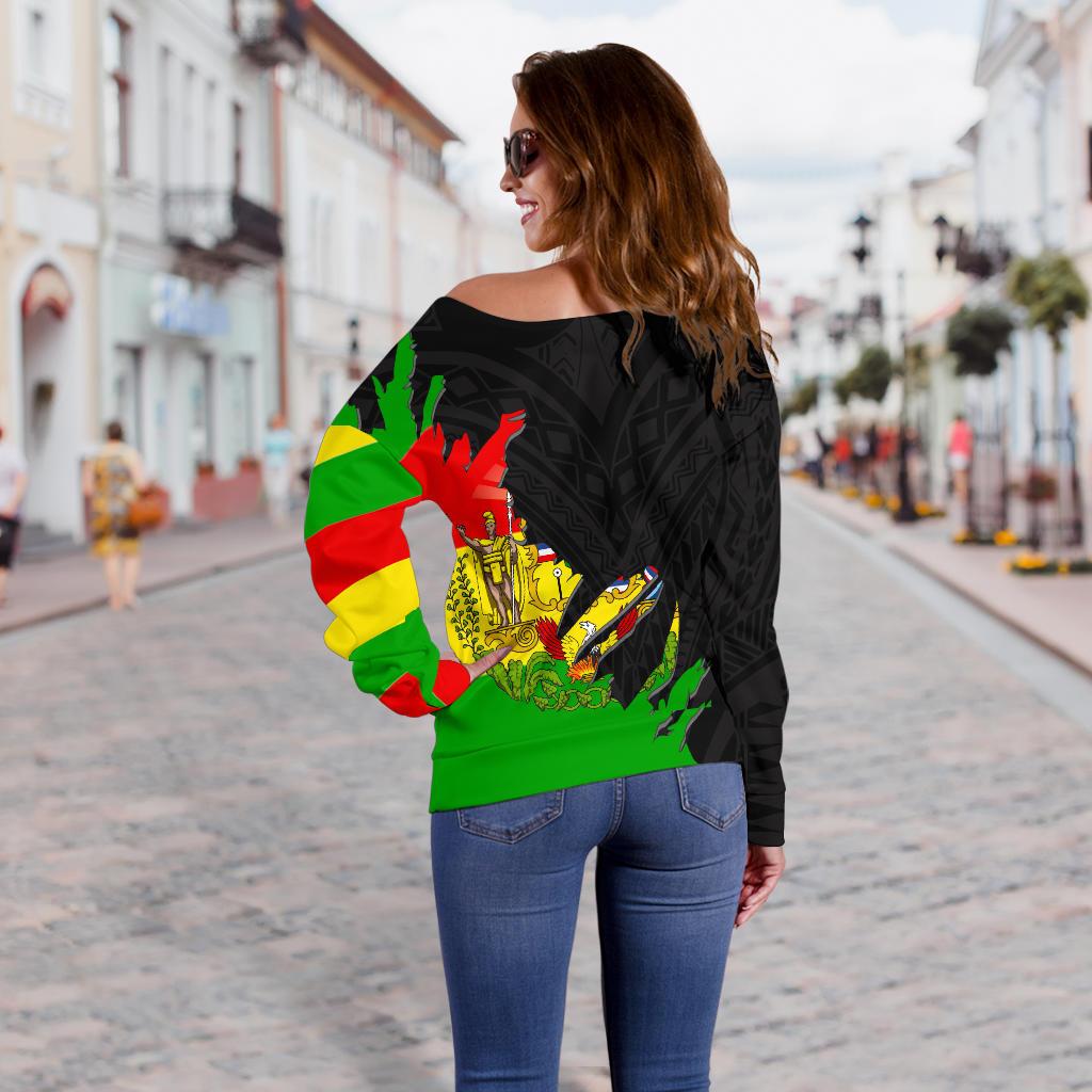 Hawaii Women's Off Shoulder Sweater - Wrap Style - Polynesian Pride