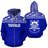 Tuvalu Polynesian Zip up Hoodie Horizontal Blue Unisex Blue - Polynesian Pride