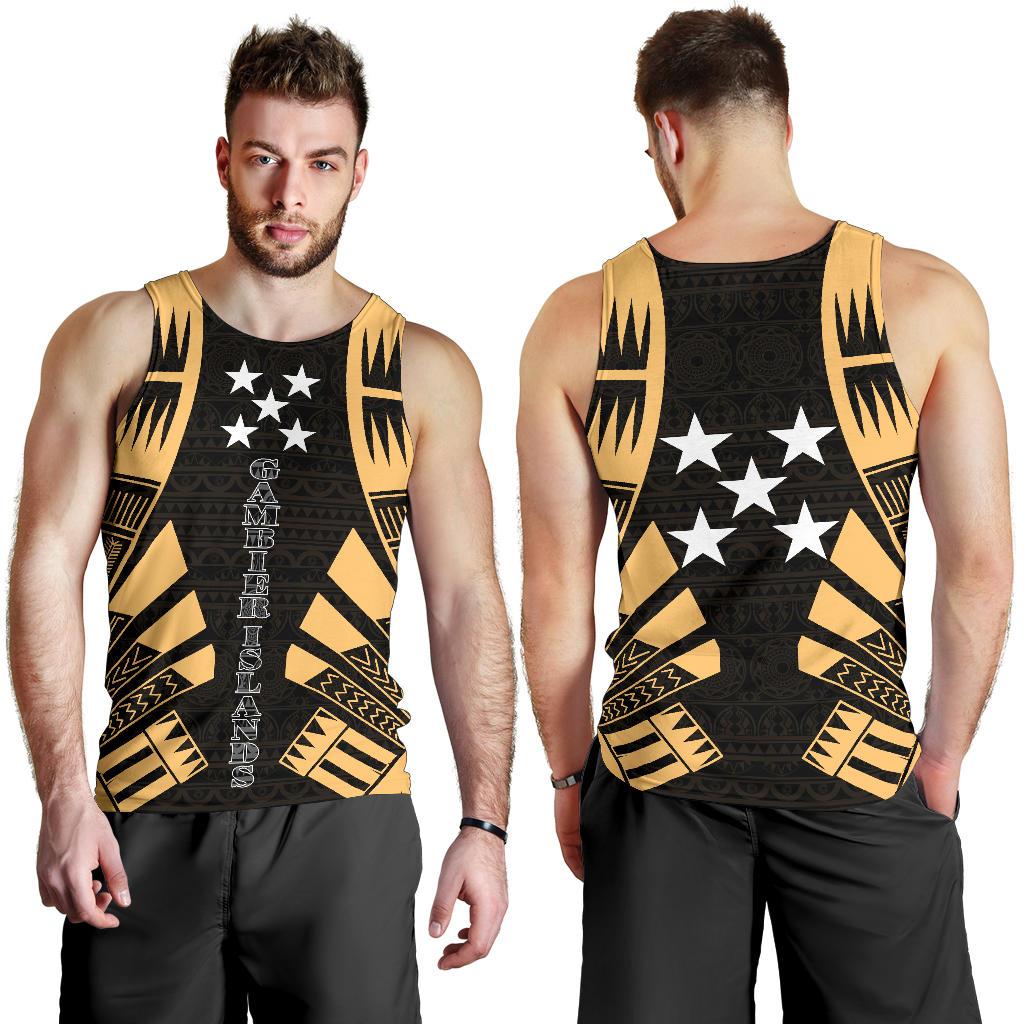 Gambier Islands Men Tank Top - Polynesian Tattoo Gold - Polynesian Pride