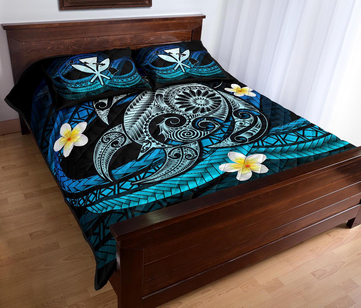 Hawaii Turtle Plumeria Polynesian Quilt Bed Set - Mela Style - Polynesian Pride