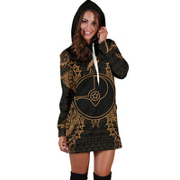 Yap Polynesian Hoodie Dress Map Gold - Polynesian Pride