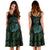 Polynesian Midi Dress - Green Monstera Leave - Polynesian Pride