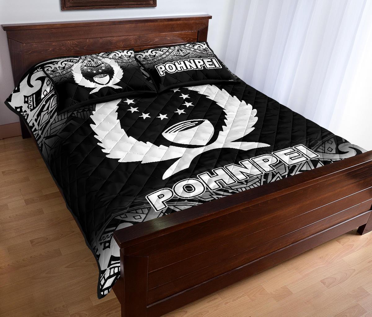 Pohnpei Quilt Bed Set - Pohnpei Flag Black Fog Style - Polynesian Pride