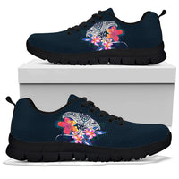 Polynesian Sneakers - Manta Ray And Hibiscus - Polynesian Pride