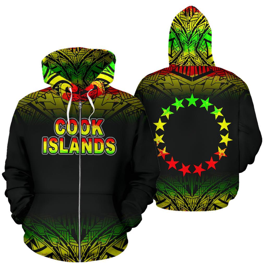 Cook Islands Polynesian Zip up Hoodie Fog Reggae Unisex Reggae - Polynesian Pride