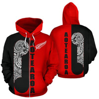 Maori Koru Aotearoa Zip Hoodie Zip Hoodie Black - Polynesian Pride