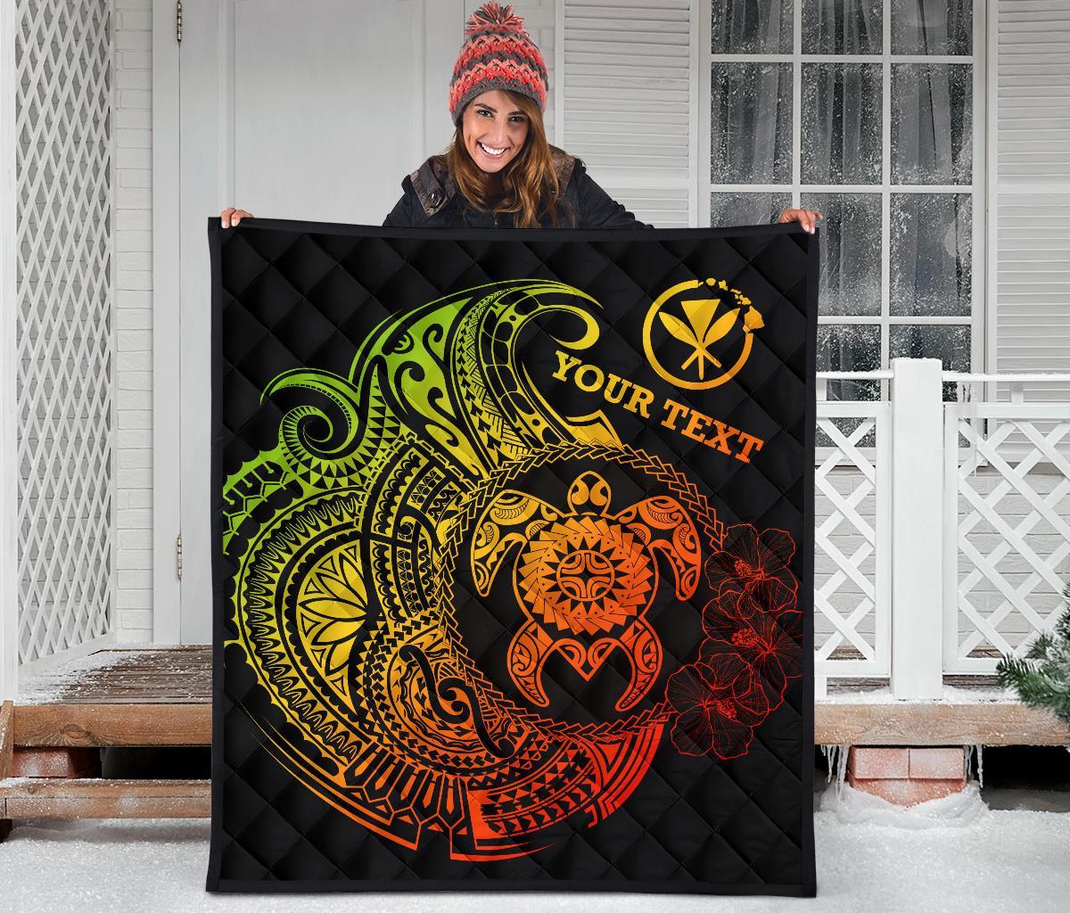 Hawaii Polynesian Personalised Premium Quilt - Vintage Polynesian Turtle (Reggae) - Polynesian Pride