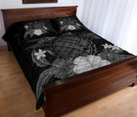 Hawaii Turtle Map Hibiscus Quilt Bed Set - Gray - Polynesian Pride