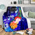 Fiji Custom Personalised Premium Blanket - Humpback Whale with Tropical Flowers (Blue) - Polynesian Pride