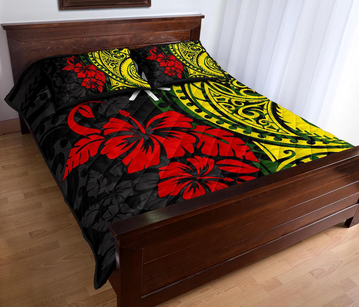 Hawaii Quilt Bed Set - Polynesian Patterns With Hibiscus Flowers - Polynesian Pride