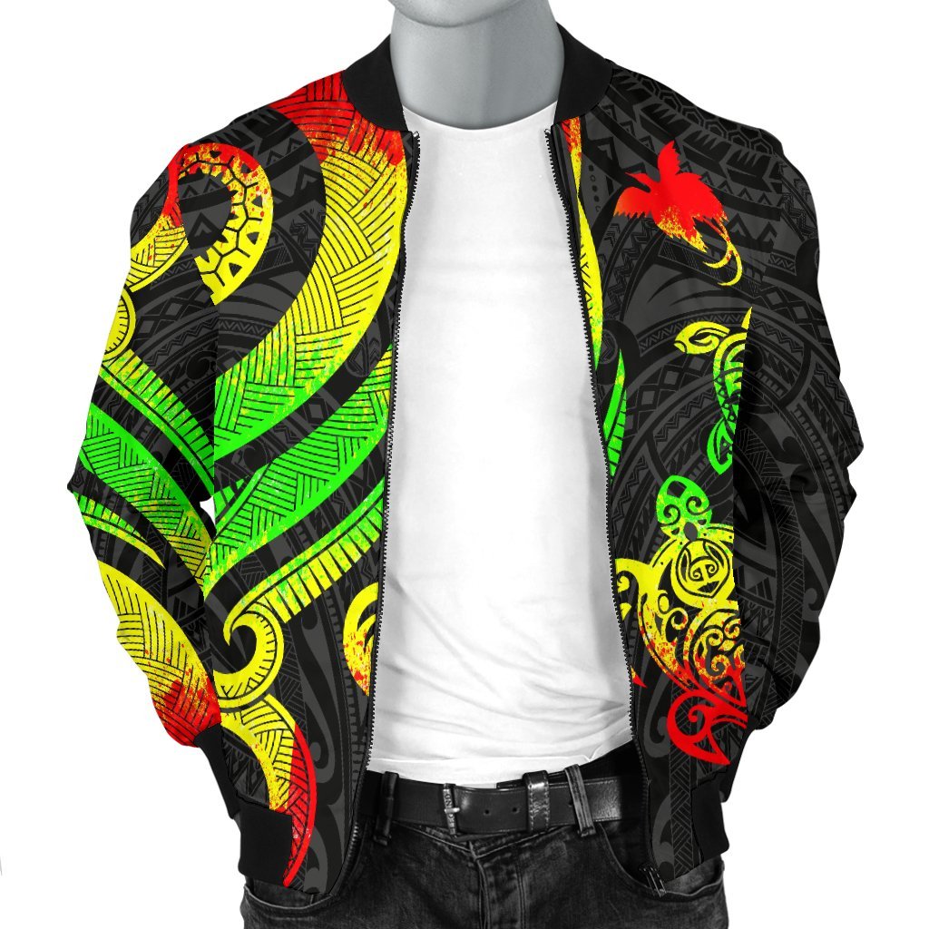 Papua New Guinea Men's Bomber Jacket - Reggae Tentacle Turtle - Polynesian Pride