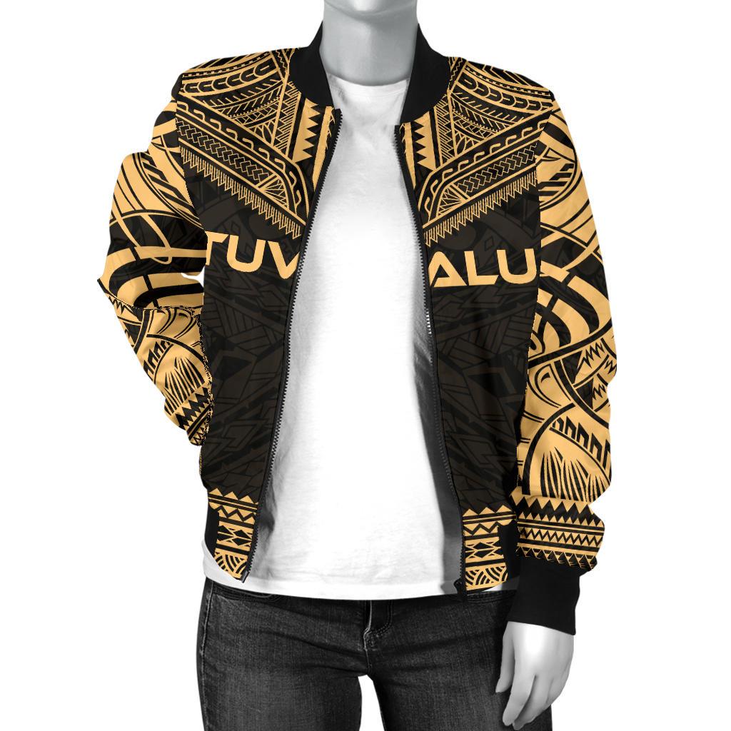 Tuvalu Polynesian Chief Women'S Bomber Jacket - Gold Version - Polynesian Pride