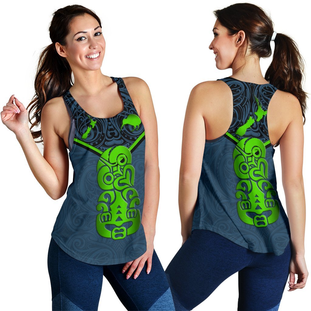 New Zealand Maori Rugby Women Racerback Tank Pride Version - Navy Navy - Polynesian Pride