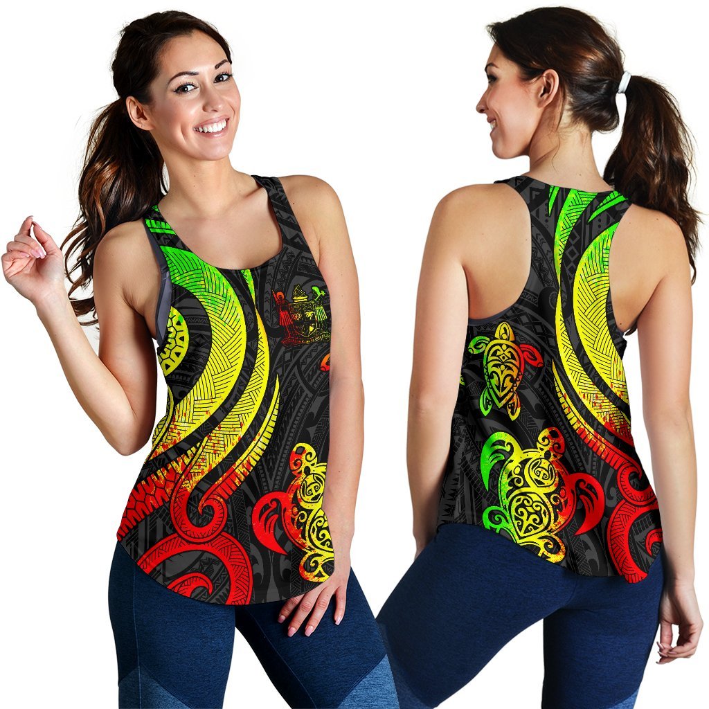 Fiji Polynesian Women Racerback Tank - Reggae Tentacle Turtle Crest Art - Polynesian Pride