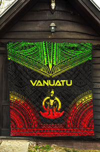 Vanuatu Premium Quilt - Vanuatu Coat Of Arms Polynesian Chief Reggae Version - Polynesian Pride