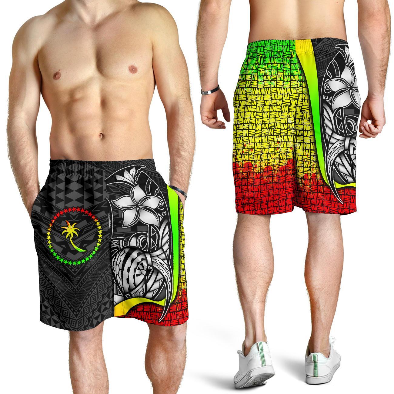 Chuuk Micronesian Men's Shorts Reggae - Turtle With Hook Reggae - Polynesian Pride