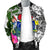 Cook Islands Men's Bomber Jacket White - Turtle Plumeria Banana Leaf - Polynesian Pride