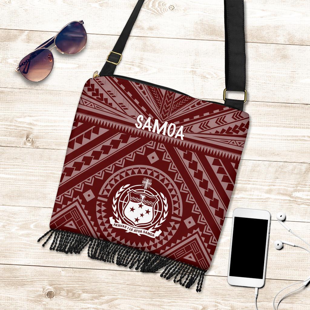 Samoa Crossbody Boho Handbag - Samoa Seal In Polynesian Tattoo Style (Red) One Style One Size Red - Polynesian Pride