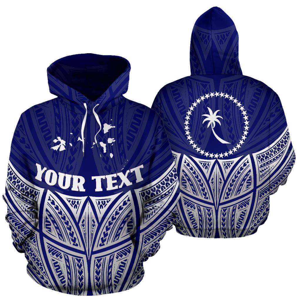 Chuuk Polynesian Custom Hoodie Blue Pride Map nd Seal Unisex Blue - Polynesian Pride