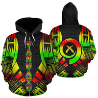Vanuatu Polynesian Zip up Hoodie Reggae Tattoo Unisex Reggae - Polynesian Pride
