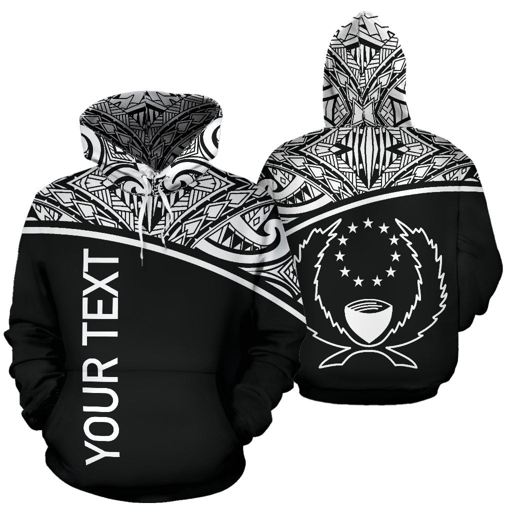 Pohnpei All Over Custom Hoodie Micronesian Black Curve Unisex Black - Polynesian Pride