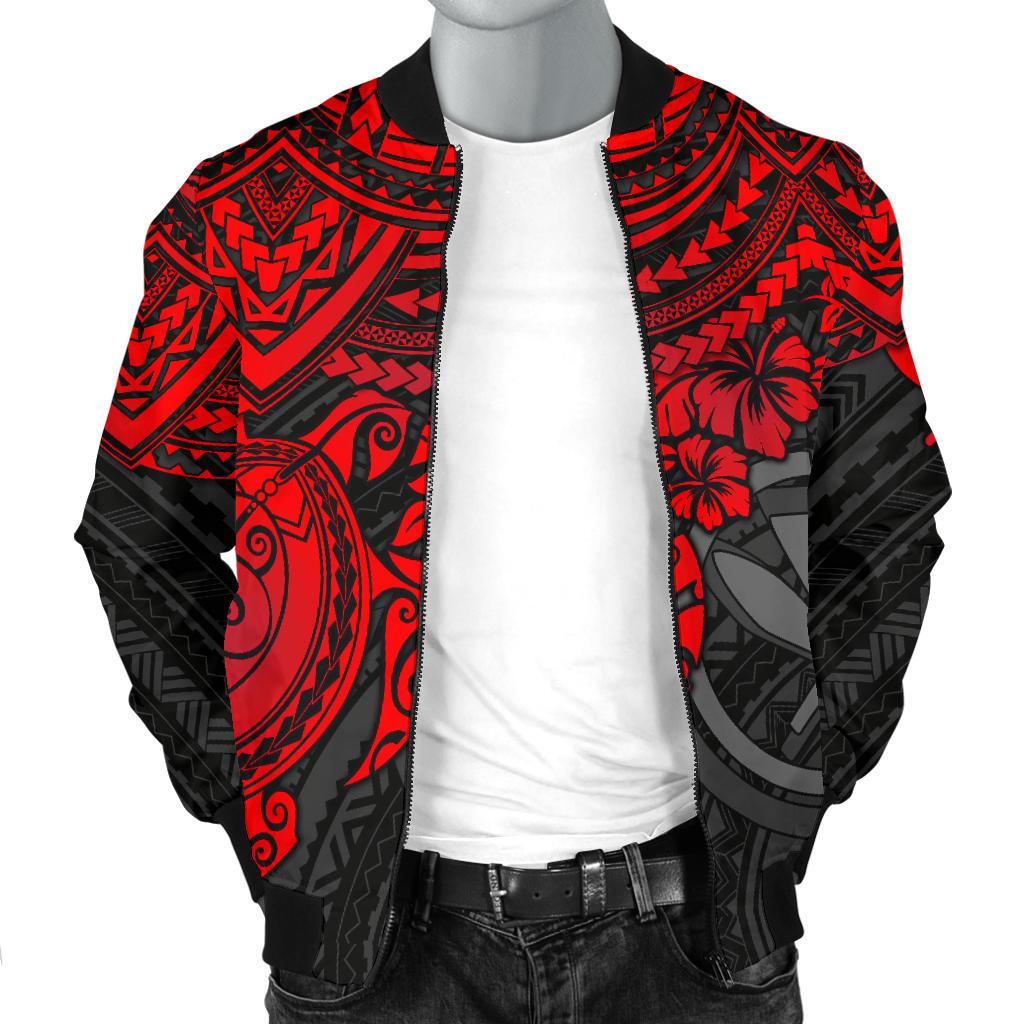 Polynesian Hawaii Bomber Jacket (Men) - Red Turtle - Polynesian Pride
