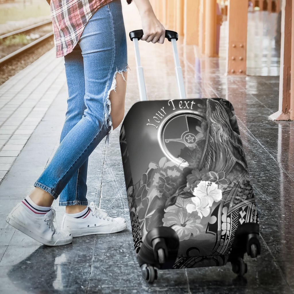 Custom Personalised Yap Luggage Covers - Humpback Whale with Tropical Flowers (White) - Polynesian Pride