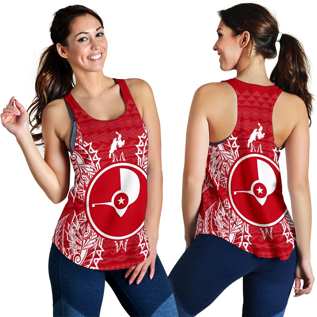 Yap Polynesian Women Tank Top Map Red White - Polynesian Pride