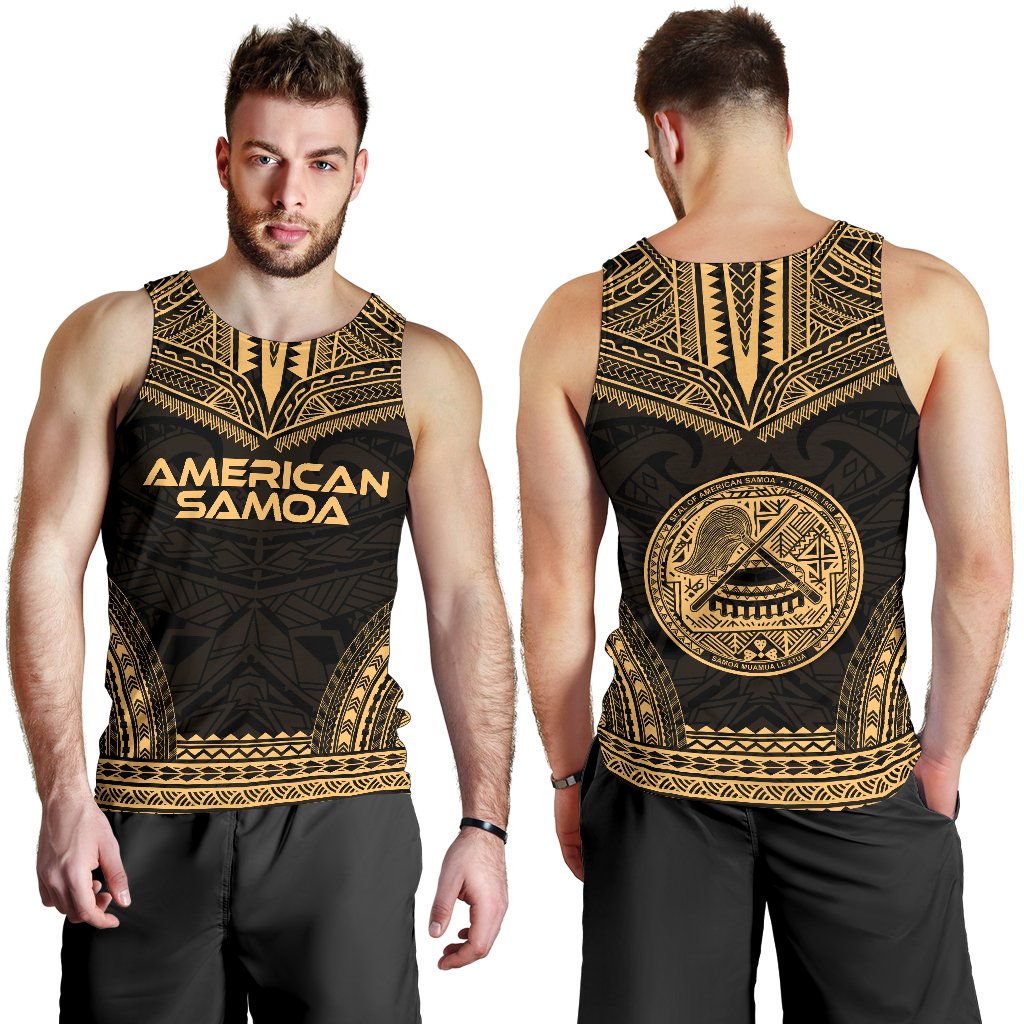 American Samoa Men's Tank Top - Polynesian Chief Gold Version - Polynesian Pride