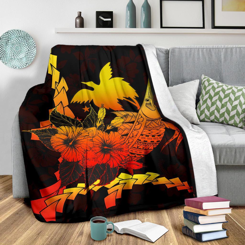 Papua New Guinea Polynesian Premium Blanket - Swordfish With Hibiscus - Polynesian Pride