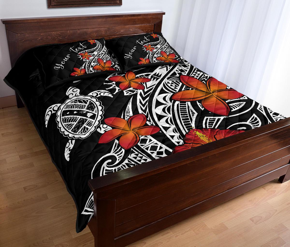 Personalized - Hawaiian Three Turtles Swim Plumeria Polynesian Quilt Bed Set - Polynesian Pride