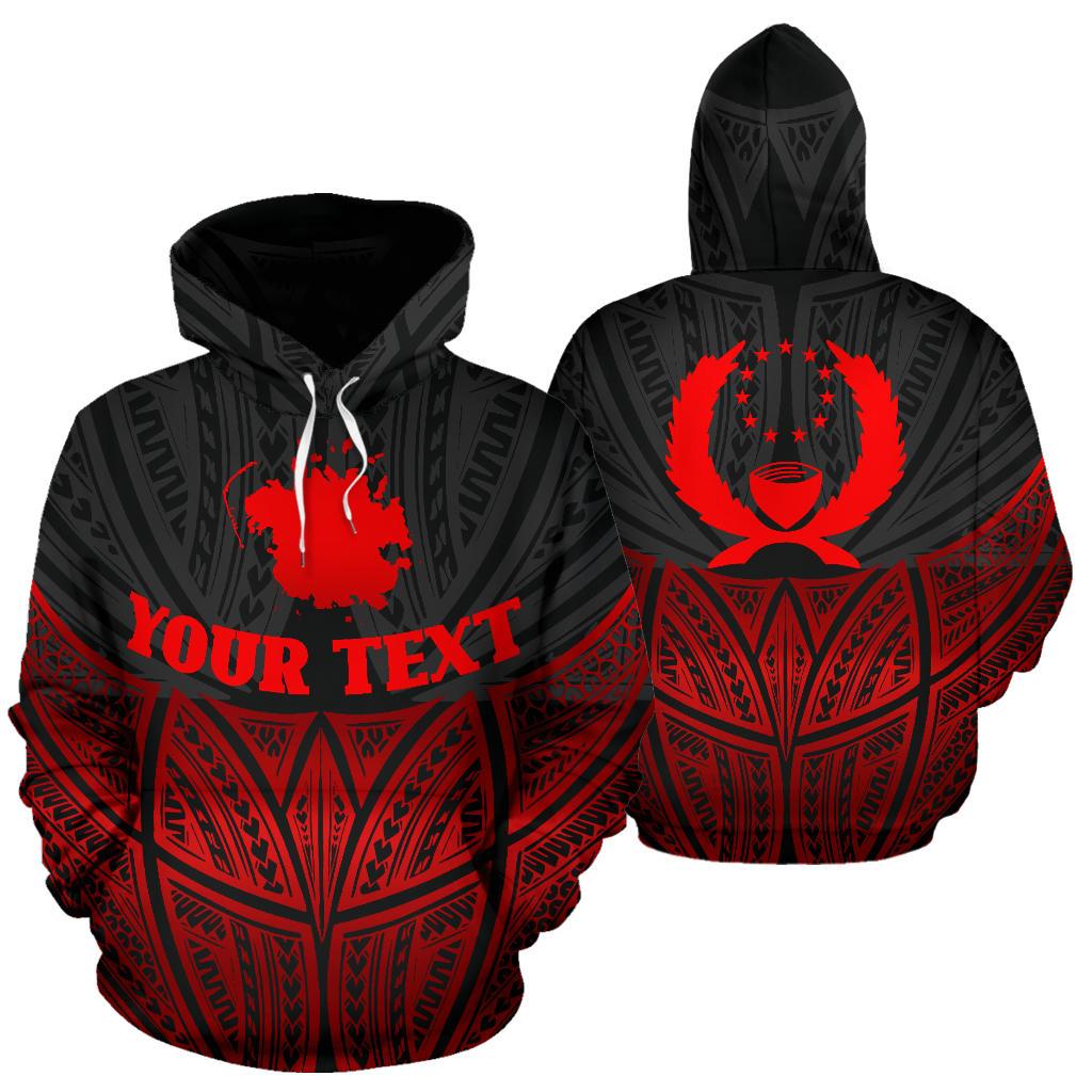 Pohnpei Polynesian Custom Hoodie Red Black Pride Map nd Seal Unisex Black - Polynesian Pride