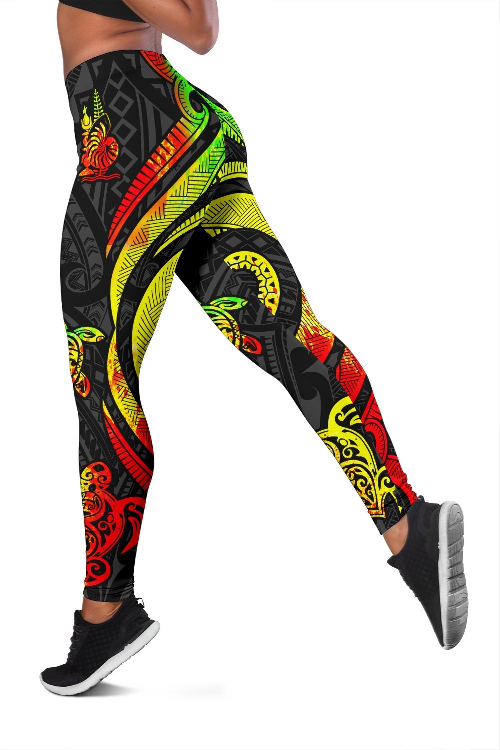 New Caledonia Women's Leggings - Reggae Tentacle Turtle - Polynesian Pride