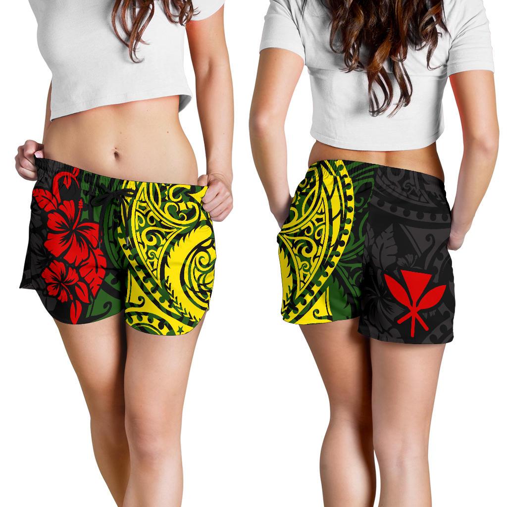 Hawaii Women's Shorts - Polynesian Patterns With Hibiscus Flowers - Polynesian Pride
