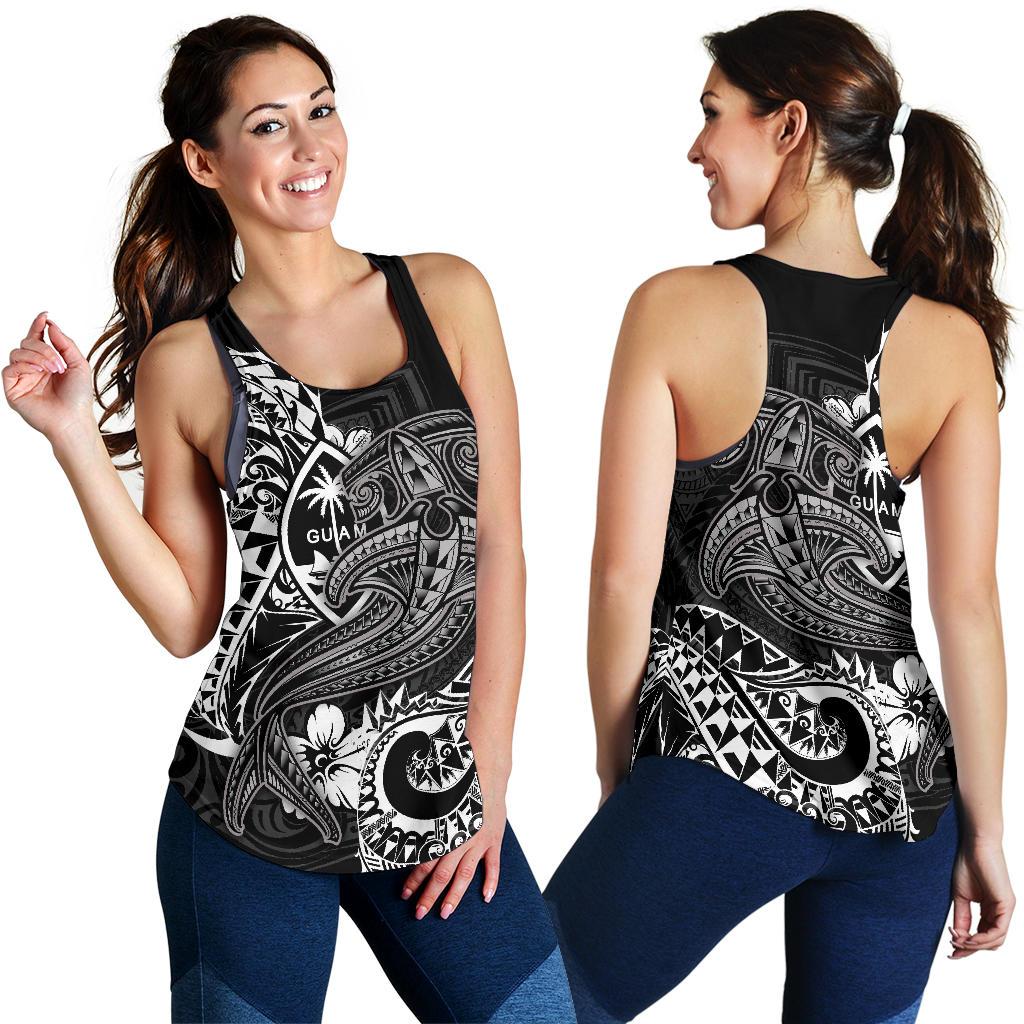 Guam Polynesian Women's Racerback Tank - White Shark Polynesian Tattoo White - Polynesian Pride