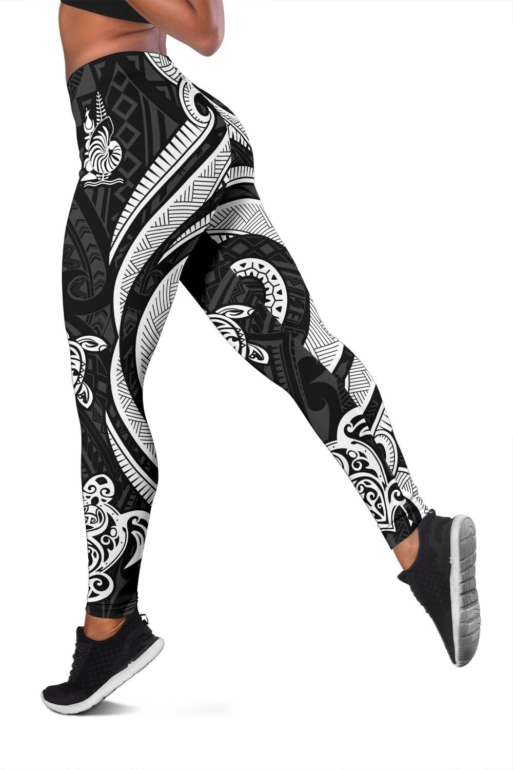 New Caledonia Women's Leggings - White Tentacle Turtle - Polynesian Pride