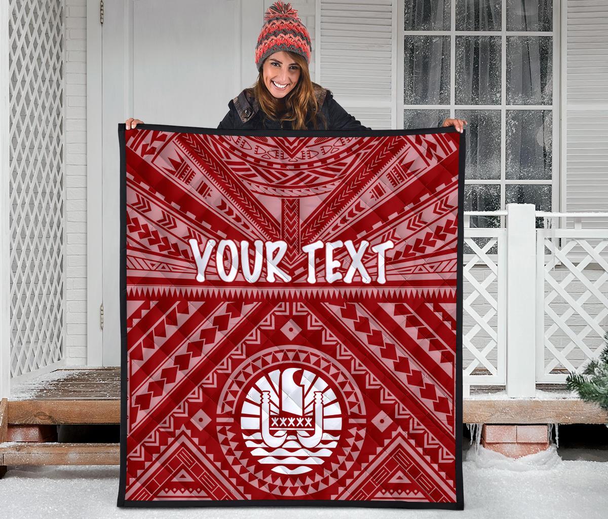 Tahiti Personalised Premium Quilt - Tahiti Seal In Polynesian Tattoo Style (Red) - Polynesian Pride