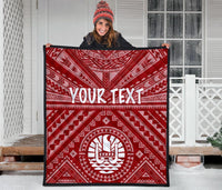 Tahiti Personalised Premium Quilt - Tahiti Seal In Polynesian Tattoo Style (Red) - Polynesian Pride
