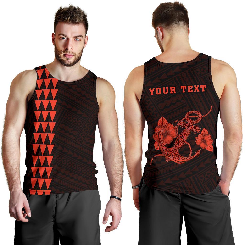 Hawaii Kakau Polynesian Anchor Personalized Men's Tank Top - Orange Orange - Polynesian Pride